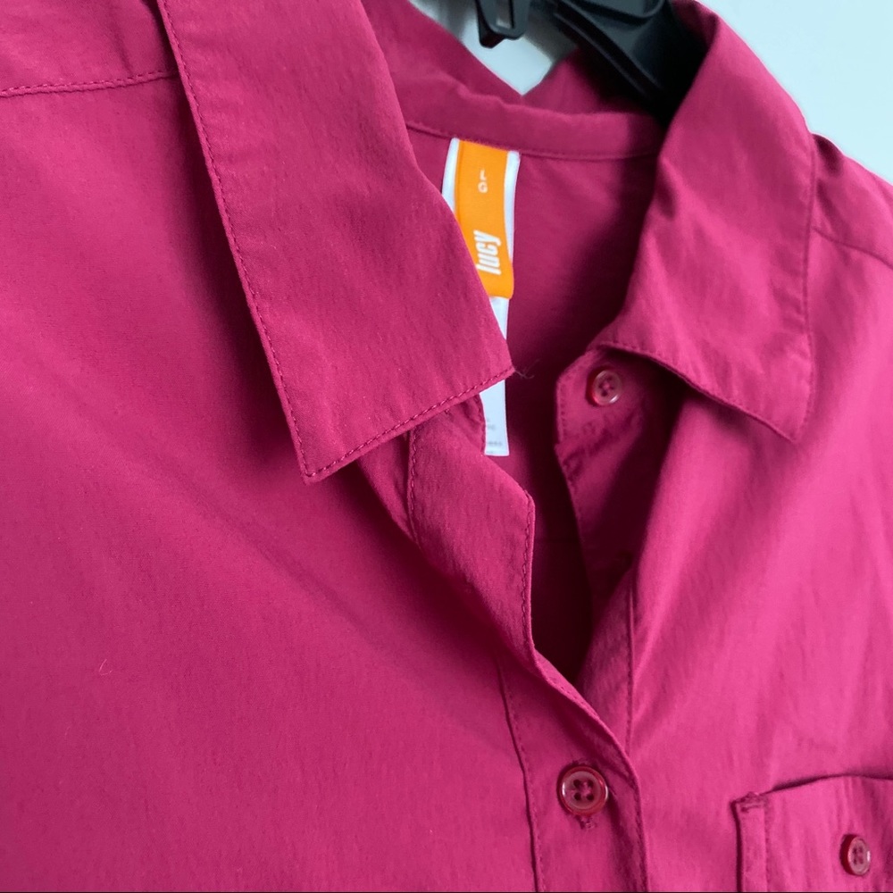 Lucy Button Down Purple Pink Flex Active Top Shirt - image 1